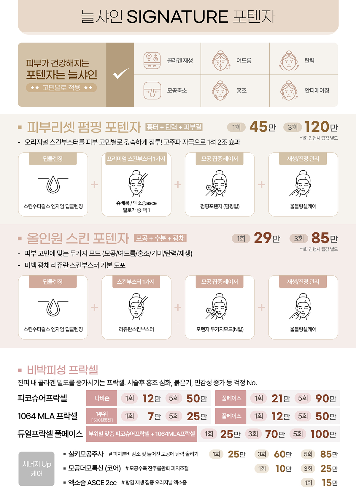 늘샤인의원 시그니처 포텐자 프로그램 가격표 — 피부리젠 펌핑 포텐자·올인원 스킨 포텐자·피코프락셀